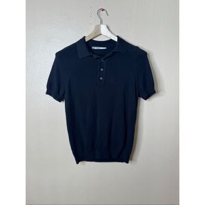 Mr. Turk Shirt Mens Medium Black Knit Polo Cotton Resort Wear Preppy Designer